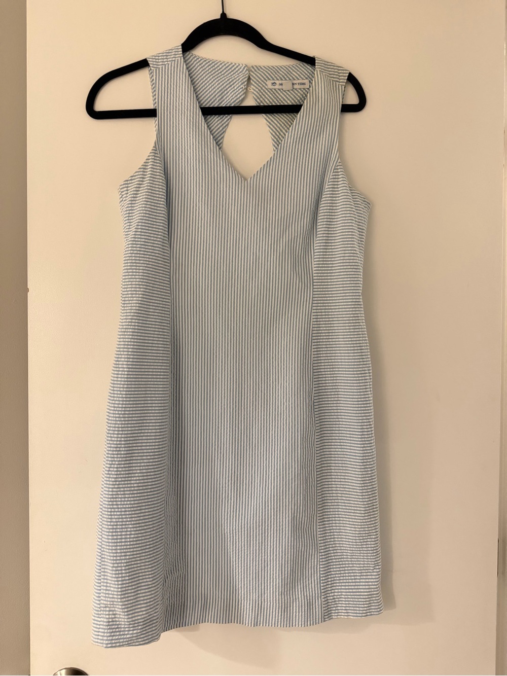 Southern Tide Light Blue and White Seersucker Mini Dress